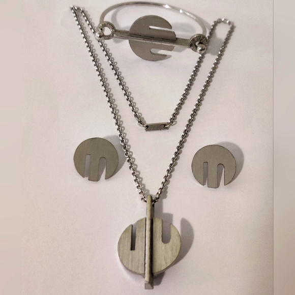 Vintage Guy Vidal Pewter Bracelet, Earrings & Necklace Set - Picture 7 of 13